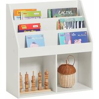 KMB01-W Kinderregal mit 3 Ablagefächern und 2 offenen Fächern Zeitungsständer Aufbewahrungsregal Bücherregal für Kinder weiß bht ca.: 73x80x30cm von SOBUY