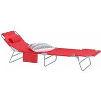 OGS35-R Gartenliege Sonnenliege Relaxliege mit Seitentasche Liegestuhl klappbar, rot, bht ca.: 195x29x62cm - Sobuy von SOBUY