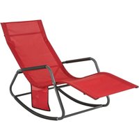 OGS47-R Schaukelliege Garten Sonnenliege mit Seitentasche Gartenliege Relaxstuhl Liegestuhl Schwingliege Rot bis 120 kg belastbar bht ca: 145x84x57cm von SOBUY