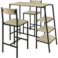 OGT16-N Design Bartisch Set 3-teilig Sitzgruppe Stehtisch Bistrotisch Esstisch mit 3 Ablagen Küchentisch mit 2 Stühlen - Sobuy von SOBUY