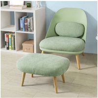 FST63-GR Einzelsessel mit Hocker und Rückenkissen Relaxsessel Loungesessel Fernsehsessel Lesesessel mit Massivholzfüßen Mintgrün - Sobuy von SOBUY