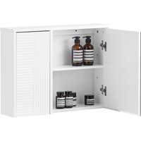 Sobuy - Spiegelschrank mit Lamellentür Hängeschrank mit Spiegeltür Wandschrank Badschrank Badmöbel Spiegel Wandspiegel Badspiegel weiß bht ca. von SOBUY