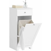 BZR21-W Wäscheschrank mit ausklappbarem Wäschesack Wäschetruhe Wäschesammler mit Schubladen Wäschekorb Badschrank Weiss bht ca: 40x90x38cm - Sobuy von SOBUY