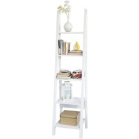 FRG101-W Wandregal Badrega Leiterregal Standregal Bücherregal mit fünf Böden weiß bht ca: 44x180x39cm - Sobuy von SOBUY