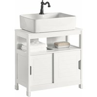 FRG128-W Waschbeckenunterschrank Badmöbel Badschrank mit Fußpolster Waschtisch Unterschrank weiß - Sobuy von SOBUY