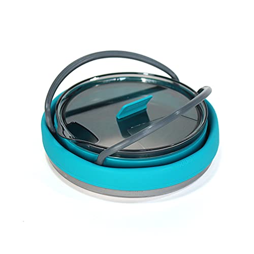 SOBW Faltbarer Wasserkocher: Faltbarer Silikon-Camping-Wasserkessel mit Edelstahlboden 1 Liter (Kessel), Silikonkessel Tragbarer Mini kochender Wassertopf mit Griff von SOBW