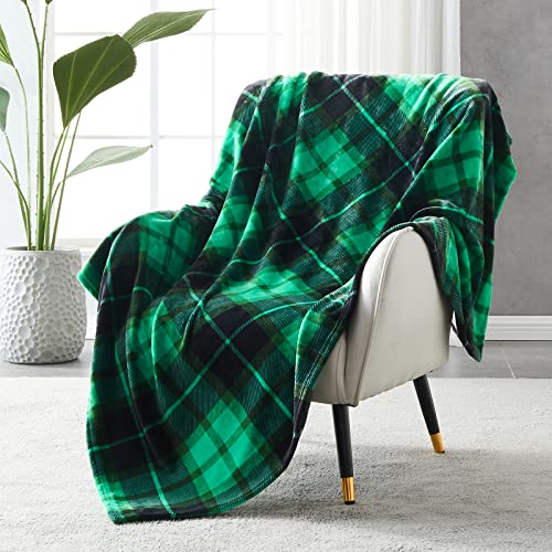 SOCHOW Flanell Fleecedecke 150 × 200 cm, ganzjährig Grün Karierte Decke für Bett, Couch, Auto von SOCHOW