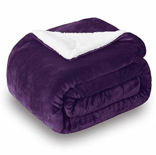 SOCHOW Sherpa Decke Aubergine zweiseitige Wohndecken Kuscheldecken, extra Dicke warm Sofadecke/Couchdecke aus Sherpa, 150 x 200 cm super flausch Fleecedecke als Sofaüberwurf oder Wohnzimmerdecke von SOCHOW