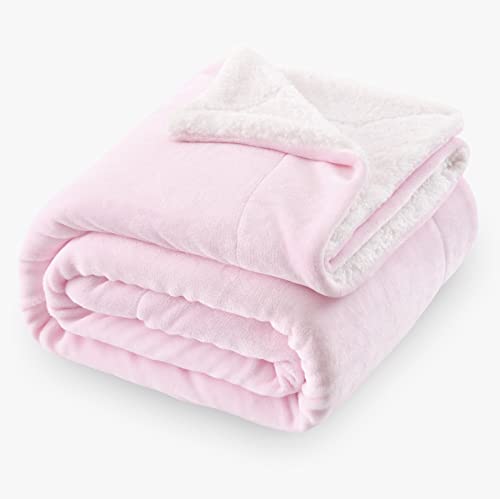 SOCHOW Sherpa Decke Hellrosa zweiseitige Wohndecken Kuscheldecken, Dicke warm Sofadecke/Couchdecke aus Sherpa, 150 x 200 cm flausch Fleecedecke als Sofaüberwurf oder Wohnzimmerdecke von SOCHOW