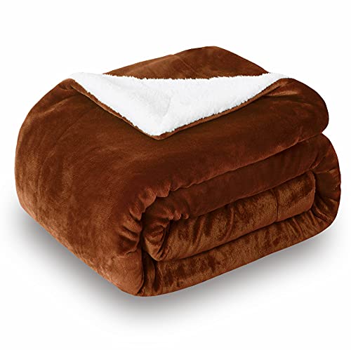 SOCHOW Sherpa Decke Karamell zweiseitige Wohndecken Kuscheldecken, extra Dicke warm Sofadecke/Couchdecke aus Sherpa, 220 x 240 cm super flausch Fleecedecke als Sofaüberwurf oder Wohnzimmerdecke von SOCHOW