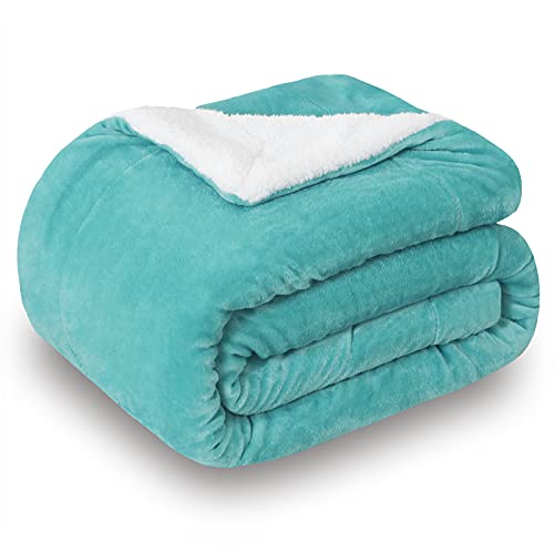 SOCHOW Sherpa Decke Lake Green zweiseitige Wohndecken Kuscheldecken, extra Dicke warm Sofadecke/Couchdecke aus Sherpa, 220 x 240 cm super flausch Fleecedecke als Sofaüberwurf oder Wohnzimmerdecke von SOCHOW