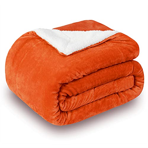 SOCHOW Sherpa Decke Orange zweiseitige Wohndecken Kuscheldecken, extra Dicke warm Sofadecke/Couchdecke aus Sherpa, 150 x 200 cm super flausch Fleecedecke als Sofaüberwurf oder Wohnzimmerdecke von SOCHOW