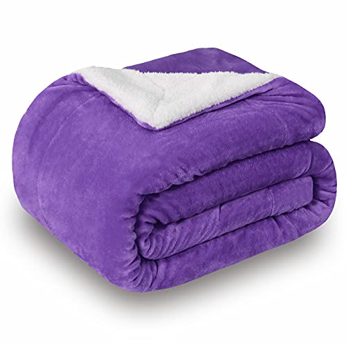 SOCHOW Sherpa Decke Violett zweiseitige Wohndecken Kuscheldecken, extra Dicke warm Sofadecke/Couchdecke aus Sherpa, 220 x 240 cm super flausch Fleecedecke als Sofaüberwurf oder Wohnzimmerdecke von SOCHOW