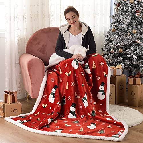 SOCHOW Sherpa Fleece Weihnachten Wohndecken Kuscheldecken, weiche und warme, Schneemann und Schneeflocke Gemustert Plüschdecke für Bett, Sofa und Couch, 150 x 200 cm, Rot SOCHOW Sherpa Fleece Weihnachten Wohndecken Kuscheldecken, weiche und warme, Schneemann und Schneeflocke Gemustert Plüschdecke für Bett, Sofa und Couch, 150 x 200 cm, Rot von SOCHOW