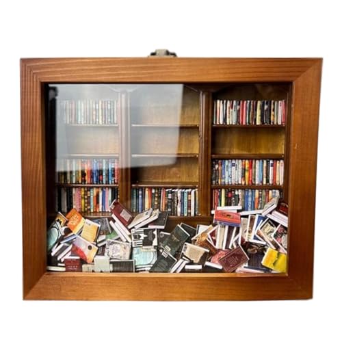 Anxiety Bookshelf Shake Away Your Anxiety, Anxiety Bookshelf Miniature, Mini Shaking Bookshelf, Handmade Wooden Bookshelf, Miniature Book Match Boxes Display Case Cabinet, Gifts for Book Lovers von SOCLING