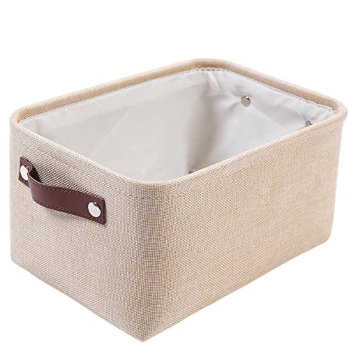 SOCOHOME Faltbare Aufbewahrungskörbe aus Stoff,[1 Pack] Verdicktes Leinen Stoff Aufbewahrungsbox für Spielzeug, Schrank, Regale, Schlafzimmer(Beige, S) von SOCOHOME