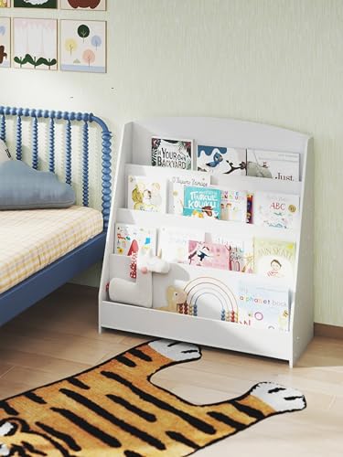 SOCOMFAY Bücherregal Kinder 4 Tier Kinder Bücherregal Holz Weiß von SOCOMFAY