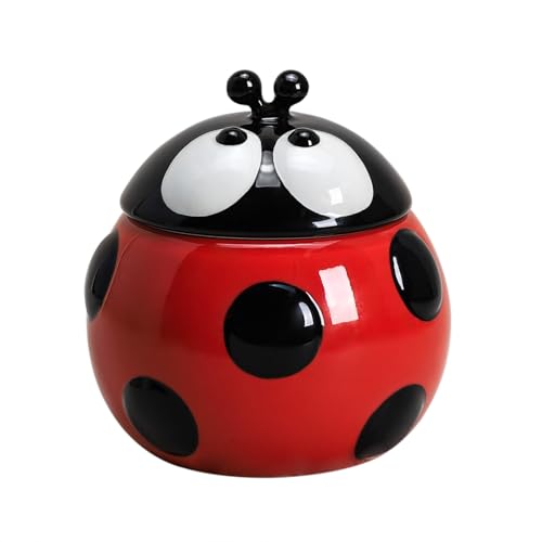 SOCOSY Keramik-Marienkäfer-Zuckerdose mit Deckel, Zuckerbehälter, Zuckerdose für Küchenarbeitsplatte von SOCOSY