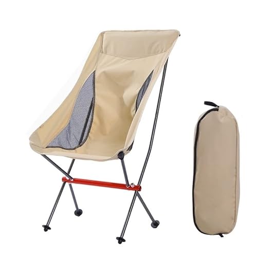 Campingstuhl Klappbar Klappstühle Camping Outdoor-Klappstuhl Campingstuhl Tragbarer Ultraleichter Freizeitdirektor Rückenklappbarer Mondstuhl Angelstuhl Camping Stuhl Klapp (Color : Beige) von SOCUY