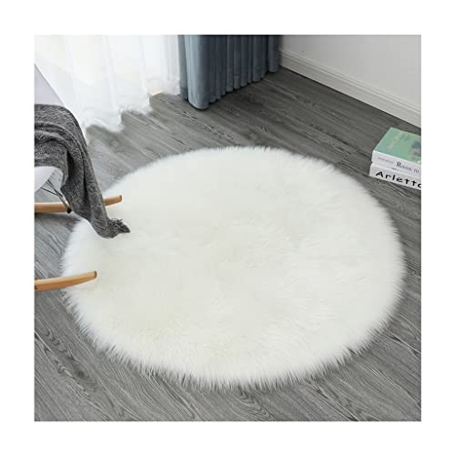 Teppich für Schlafzimmer, runder Teppich für Schlafzimmer, pelziger Teppich für Jugendzimmer, zotteliger runder Teppich (Farbe: A, Größe: 119,4 cm) von SOCUY