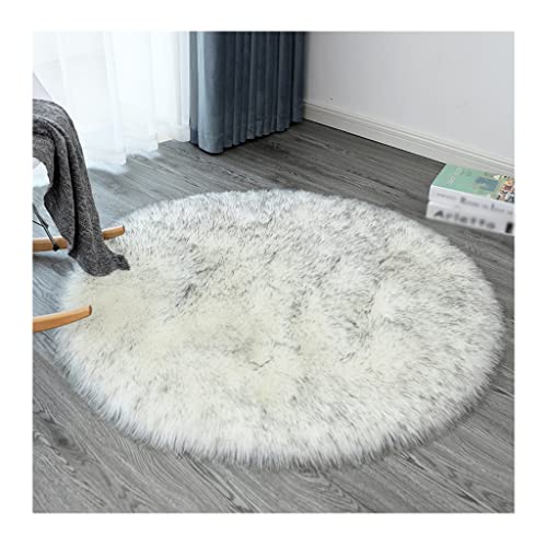 Teppich für Schlafzimmer, runder Teppich für Schlafzimmer, pelziger Teppich für Jugendzimmer, zotteliger runder Teppich (Farbe: B, Größe: 99,8 cm) von SOCUY