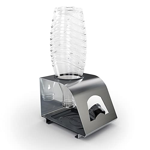 SODACLEAN® Premium Flaschenhalter mit Abtropfwanne - passend für SodaStream Duo Crystal Flaschen | aus hochwertigem Edelstahl - Abtropfhalter mit Deckelhalterung | Easy Fuse Power Emil UVM. (1er Rund) von SODACLEAN