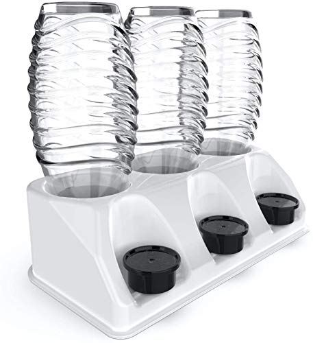 SODACLEAN¨ Premium 3er Flaschenhalter Kunststoff Hochglanz | Abtropfhalter fŸr Soda Stream Aarke Emil Flaschen mit Deckelhalterung | Abtropfgestell Crystal Easy Power (Weiss Hochglanz) von SODACLEAN