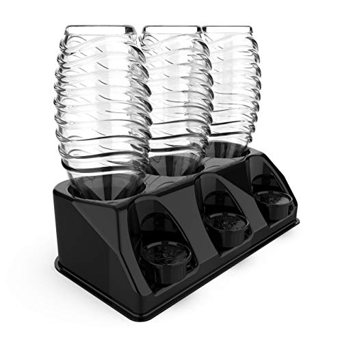 SODACLEAN Premium 3er Flaschenhalter Kunststoff Hochglanz | Abtropfhalter für Soda Stream Aarke Emil Flaschen mit Deckelhalterung | Abtropfgestell Crystal Easy Power (Schwarz Hochglanz) von SODACLEAN