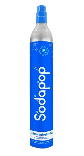 SODAPOP Universal CO₂-Zylinder | 425g Kohlensäure für bis zu 60 Liter frisches Sprudelwasser | geeignet für Wassersprudler, Sodastream, Arke, etc. von SODAPOP