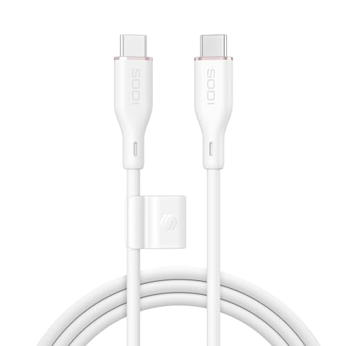SODI USB C auf USB C Kabel 100W, Schnellladekabel USB C Kompatibel mit MacBook Pro 2020, iPad Pro 2020, iPad Air 5, Galaxy S24, Pixel, Switch, LG und mehr, 480Mbps, mit Kabel-Clip, 1.8M, Weiß von SODI