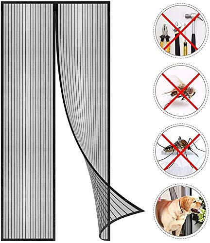 SODKK Magnet Fliegengitter Tür 90x215cm, Magnetischer Fliegenvorhang Moskitonetz, Hände frei, Fliegengitter Magnetvorhang für Türen, für Flure/Türen Schwarz von SODKK
