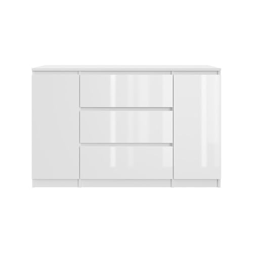 SODREAMER Kommode 2 Türen 3 Schubladen 120 cm| Weiß - glänzende Vorderseite Ideal für Schlafzimmer, Wohnzimmer, Kinderzimmer und Büro | Große geräumige Kommode | 120x75x40 cm SODREAMER Kommode 2 Türen 3 Schubladen 120 cm| Weiß - glänzende Vorderseite Ideal für Schlafzimmer, Wohnzimmer, Kinderzimmer und Büro | Große geräumige Kommode | 120x75x40 cm von SODREAMER