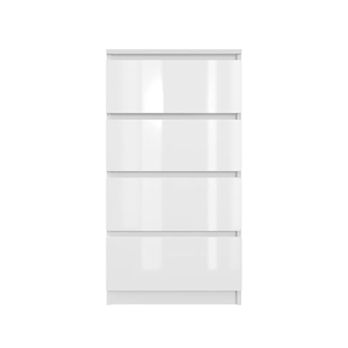 SODREAMER Kommode mit 4 Schubladen 50 cm | Weiß - glänzende Vorderseite Ideal für Schlafzimmer, Wohnzimmer, Kinderzimmer und Büro | Geräumige Kommode| Modernes Design | 50x97x40 cm SODREAMER Kommode mit 4 Schubladen 50 cm | Weiß - glänzende Vorderseite Ideal für Schlafzimmer, Wohnzimmer, Kinderzimmer und Büro | Geräumige Kommode| Modernes Design | 50x97x40 cm von SODREAMER