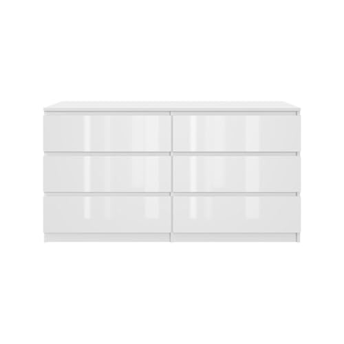 SODREAMER Kommode mit 6 Schubladen | Weiß - glänzende Vorderseite 140 cm Ideal für Schlafzimmer Wohnzimmer Kinderzimmer und Büro | Große geräumige Schubladenschrank | 140x75x40 cm SODREAMER Kommode mit 6 Schubladen | Weiß - glänzende Vorderseite 140 cm Ideal für Schlafzimmer Wohnzimmer Kinderzimmer und Büro | Große geräumige Schubladenschrank | 140x75x40 cm von SODREAMER