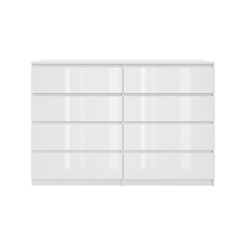 SODREAMER Kommode mit 8 Schubladen | Weiß - glänzende Vorderseite 140 cm Ideal für Schlafzimmer Wohnzimmer Kinderzimmer und Büro | Große geräumige Schubladenschrank | 140x97x40 cm SODREAMER Kommode mit 8 Schubladen | Weiß - glänzende Vorderseite 140 cm Ideal für Schlafzimmer Wohnzimmer Kinderzimmer und Büro | Große geräumige Schubladenschrank | 140x97x40 cm von SODREAMER