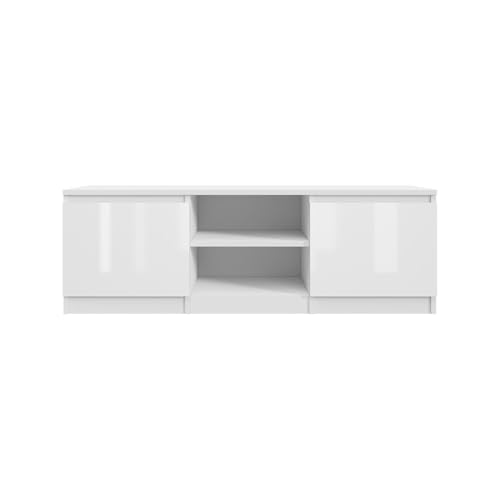 SoDREAMER RTV-Truhe Basic | Weiß - glänzende Vorderseite 120 cm ideal für Schlafzimmer, Wohnzimmer | Großzügig mit Stauraum | 120 x 40 x 40 cm von SoDREAMER