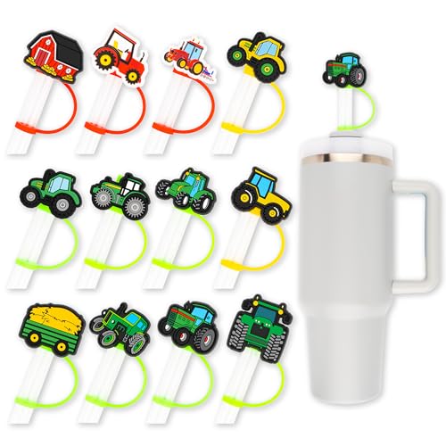 SODWINCO 12 Stück Traktor-Trinkhalme, Abdeckkappe für Becher, 10 mm, Silikon, Niedliches Design, Wiederverwendbar SODWINCO 12 Stück Traktor-Trinkhalme, Abdeckkappe für Becher, 10 mm, Silikon, Niedliches Design, Wiederverwendbar von SODWINCO