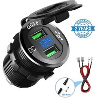 Soekavia - 12 V/24 v Dual-USB-Autoladegerät QC3.0 Schnelllade-Autoladegerät Zigarettenanzünder-Adapter mit digitaler LED-Anzeige für Motorrad, Soekavia - 12 V/24 v Dual-USB-Autoladegerät QC3.0 Schnelllade-Autoladegerät Zigarettenanzünder-Adapter mit digitaler LED-Anzeige für Motorrad, von SOEKAVIA
