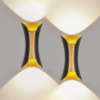 Soekavia - 2er Set Wandleuchten Innen/Außen 10W Außenwandleuchte Warmweiß 3000K Wasserdicht IP65 Wandlampe für Wohnzimmer Schlafzimmer [Energieklasse von SOEKAVIA