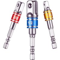 Soekavia - Steckschlüsseladapter für Bohr-/Schlagschrauber. Satz mit 3 Vierkantbohrfutteradaptern 1/4', 1/2', 3/8' Chrom-Vanadium Soekavia - Steckschlüsseladapter für Bohr-/Schlagschrauber. Satz mit 3 Vierkantbohrfutteradaptern 1/4', 1/2', 3/8' Chrom-Vanadium von SOEKAVIA