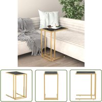 Soekavia - The Living Store Computer-Beistelltisch Schwarz Marmor 50x35x65 cm Hartglas - Kommode - Nachttisch - Couchtisch - Beistelltisch von SOEKAVIA