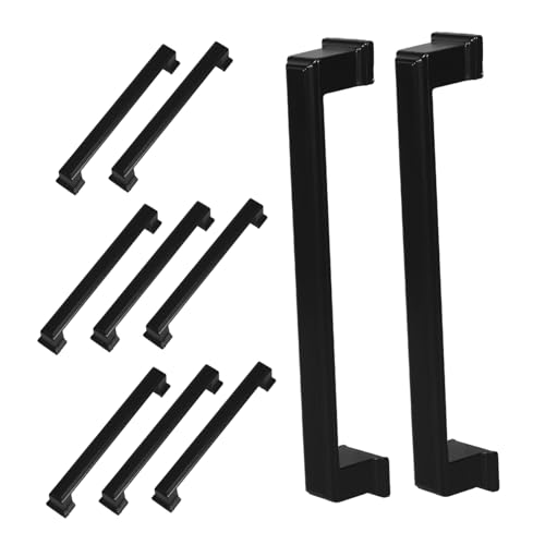 SOESFOUFU 10 Stück Teiliges Schwarze Küchen und Kleiderschrankgriffe aus Massivem Aluminium Vintage Retro Design Präzise Verarbeitung Kratzfreie Oberfläche Einfache Montage für Möbel von SOESFOUFU
