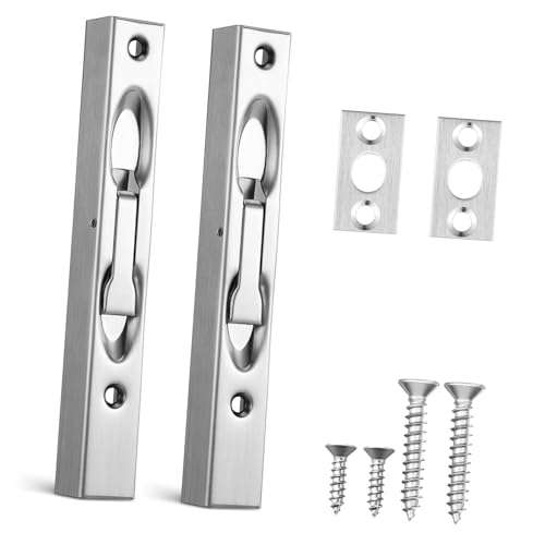 SOESFOUFU 2 Sätze Edelstahl Flush Bolt Teilig Verdeckter Türschieber mit Glattem Mechanismus Französischer Tür Riegel für Doppeltüren Installieren Langlebiger Sicherheitsschlossbolzen von SOESFOUFU