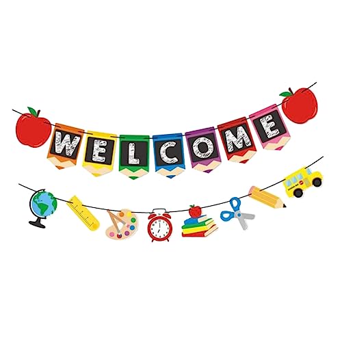 SOESFOUFU 2 Stück Back To School Dekobanner Teilig Langlebige Schulflaggen mit Klarem Druck Leuchtenden Farben als Party und Klassenzimmerdekoration Wiederverwendbar für Einschulungsfeiern SOESFOUFU 2 Stück Back To School Dekobanner Teilig Langlebige Schulflaggen mit Klarem Druck Leuchtenden Farben als Party und Klassenzimmerdekoration Wiederverwendbar für Einschulungsfeiern von SOESFOUFU