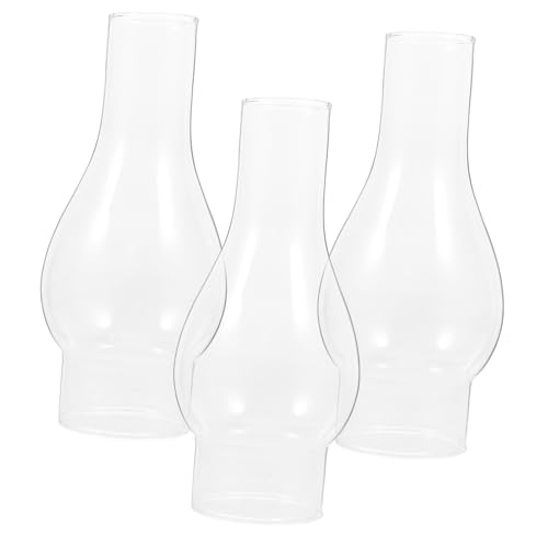 SOESFOUFU 3 Stück Glas Öllampenschirm Klar Winddichte Petroleumlampe Ersatzabdeckung Vintage Öl Lampe Zubehör Geeignet für Notbeleuchtung Outdoor und Retro Dekor von SOESFOUFU