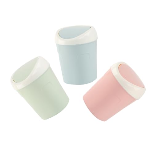 SOESFOUFU 3 Stück Teiliges Mini Tisch Mülleimer Kreative Abfalleimer mit Klappdeckel für Küche Büro und Wohnzimmer aus Robustem Material für Papierabfälle und Kleine Abfälle Verschiedenen von SOESFOUFU