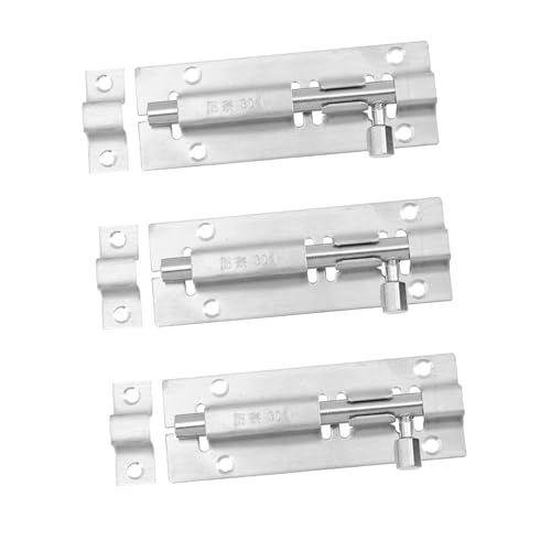 SOESFOUFU 3 Stück Teiliges Türschloss Edelstahl Türriegel Riegel Schiebetür Fenster Sicherheitsschloss für Holz und Metalltüren Einfache Montage Langlebig Robust von SOESFOUFU