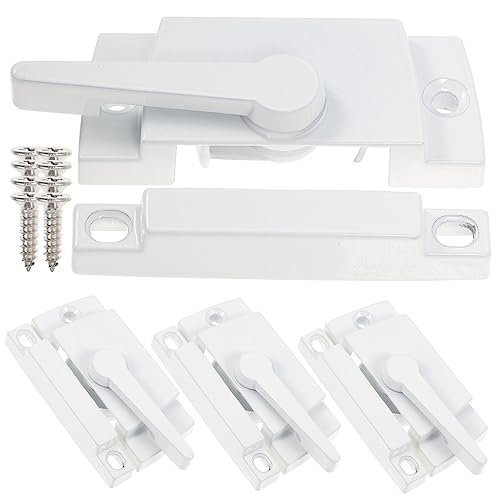 SOESFOUFU 4 Stück Teiliges Weiße Schiebefenster verriegelungen mit Montageschrauben Langlebige Fenster sash locks für Horizontale und Vertikale Schiebefenster Einfache Installation von SOESFOUFU