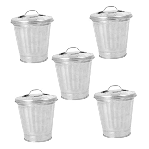 SOESFOUFU 5 Stück Teiliges Miniatur Mülltonnen aus Robustem mit Deckel Geruchshemmend Kompakt für Schreibtisch Wohnzimmer Schlafzimmer und Büro Dekorativ und Kindersicher von SOESFOUFU