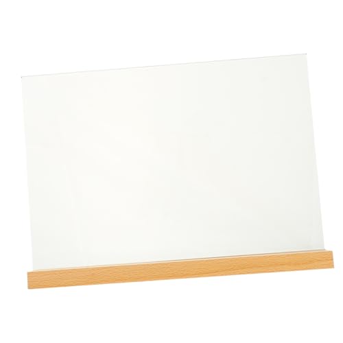 SOESFOUFU Acryl Tischaufsteller Menu Holder mit Robustem Buchenholzständer Transparenter Preisschildhalter für Supermarkt Restaurant Ausstellung Langlebig Sicherer Dokumentenhalter von SOESFOUFU